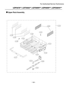 Upper Rack Assembly Diagram and Parts List for DUA315HDL ABDEEUS LG Dishwasher