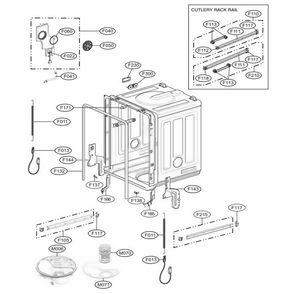 Tub Assembly Diagram and Parts List for 39232533 ASTEEUS LG Dishwasher