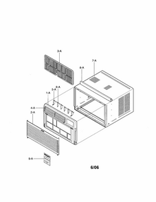 Cabinet & Front Grille Assembly Diagram and Parts List for 58076100500  Kenmore Air Conditioner