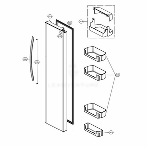 Refrigerator Door Diagram and Parts List for LSXS26326S ASTCNA9 LG Refrigerator