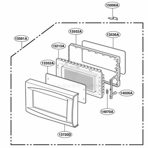 Door Parts Diagram and Parts List for 87310 CWHESEC LG Range