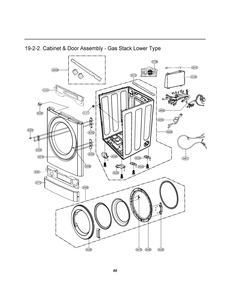 Cabinet And Door Assembly Diagram and Parts List for TLD1840CGD ASSEELC LG Dryer