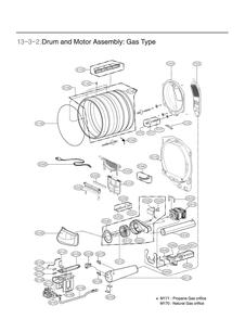 Drum And Motor Assembly Diagram and Parts List for DLG7151WA ABWEEUS LG Dryer