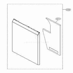 Front Cover Assembly Diagram and Parts List for LDP6810BD ABDESNA LG Dishwasher