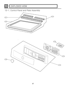 Control Panel And Plate Assembly Diagram and Parts List for RV13B5AS ABWESEU LG Dryer