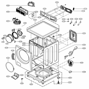 Cabinet And Control Panel Assembly Diagram and Parts List for 41562 ABWEUEU LG Washer