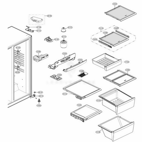 Refrigerator Compartment Diagram and Parts List for LSC23954ST ASTCNA1 LG Refrigerator