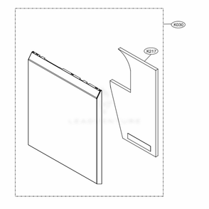 Front Cover Assembly Diagram and Parts List for LDP6809BM ABMESNA LG Dishwasher