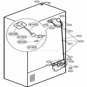 Valve And Water Tube Parts Diagram and Parts List for 78509 AWBCSER LG Refrigerator