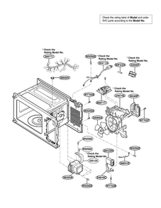 Oven Interior Parts Diagram and Parts List for LTM9020W01  LG Microwave