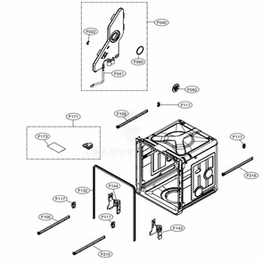 Tub Assembly Diagram and Parts List for LDT6809SS ASSESNA LG Dishwasher
