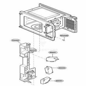 Latch Board Parts Diagram and Parts List for GT4175SPT CB6EWRP LG Microwave