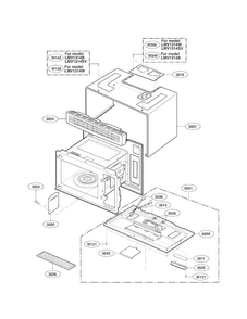 Oven Cavity Parts Diagram and Parts List for LMV1314B01  LG Microwave
