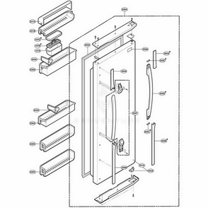 Refrigerator Door Part Diagram and Parts List for RCG20IERFWW ASWQRCA LG Refrigerator