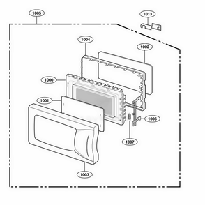 Door Parts Diagram and Parts List for 62219201 CB1ESEA LG Range