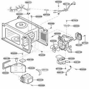 Interior Parts Diagram and Parts List for GLMB186CS AWHEGEF LG Wall Oven