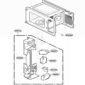 Latch Board Parts Diagram and Parts List for MT2110SJQ MWEWRP LG Range