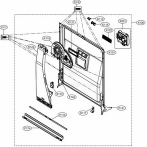 Door Liner Assembly Diagram and Parts List for LDF5545WW ABWEEUS LG Dishwasher