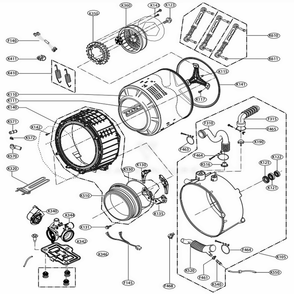 Drum And Tub Assembly Diagram and Parts List for 41382 ABWEPEU LG Washer
