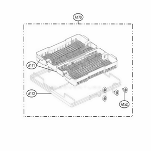 Cutlery Rack Assembly Diagram and Parts List for 39232533 ASTEEUS LG Dishwasher