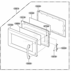Door Parts Diagram and Parts List for TMH14XLT1 AB6EEST LG Range