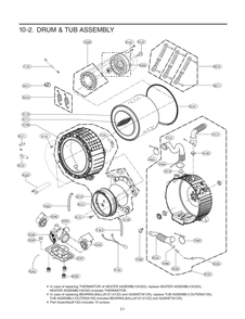Drum And Tub Assembly Diagram and Parts List for 048231017473 ABWEVUS LG Washer