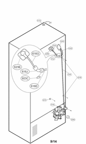 Valve And Water Tube Parts Diagram and Parts List for 79573052410  Kenmore Refrigerator