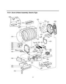 Drum And Motor Assembly Diagram and Parts List for RV13A4AS8 ABWESEU LG Dryer