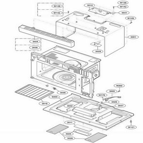 Oven Cavity Parts Diagram and Parts List for LMV2053ST ASBELGA LG Microwave
