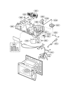 Interior Parts Diagram and Parts List for LMV1314B01  LG Microwave