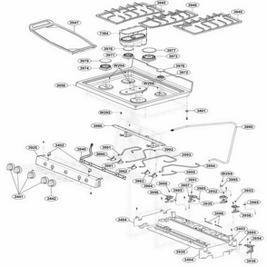 Cooktop Parts Diagram and Parts List for LDG3036ST FSTELGA LG Range