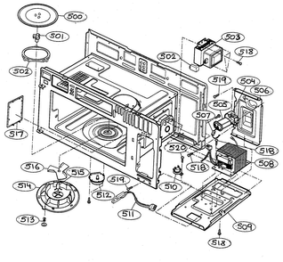 Interior Parts 1 Diagram and Parts List for MV-1735W  LG Microwave