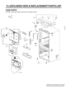 Case Parts Diagram and Parts List for GR-L248MSYM ASTCNA1 LG Refrigerator