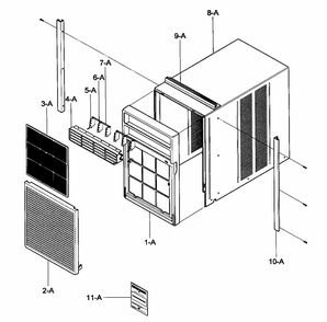 Cabinet/front Grille Assy Diagram and Parts List for 58075123700  Kenmore Air Conditioner