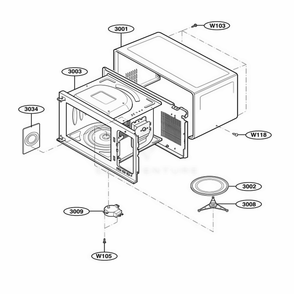 Oven Cavity Parts Diagram and Parts List for 63999 AB1ESEA LG Wall Oven