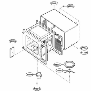 Oven Cavity Parts Diagram and Parts List for 87330 CWHESEC LG Range