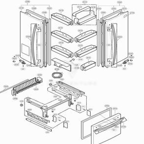 Door Parts Diagram and Parts List for 78544 ABI1SER LG Refrigerator