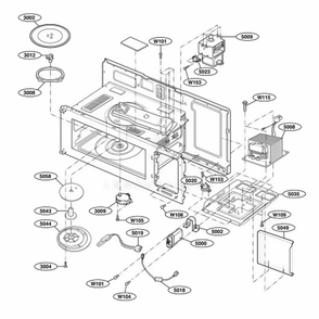 Interior Parts 1 Diagram and Parts List for 62774 ABSESEA LG Microwave