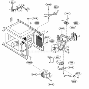 Interior Parts Diagram and Parts List for LCRT2010ST CS1EBBY LG Microwave