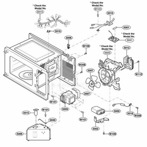 Interior Parts 2 Diagram and Parts List for 65029 CBKESEA LG Microwave