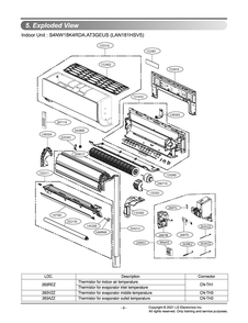 Indoor Unit Diagram and Parts List for LAN181HSV5 AT3GEUS LG Air Conditioner