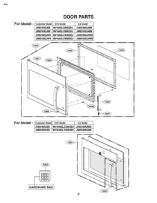 Door Parts Diagram and Parts List for JVM3162DJBB CB3EGEU LG Microwave Oven Combo