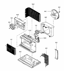 Air Handling/cycle Parts Diagram and Parts List for 58075144700  Kenmore Air Conditioner