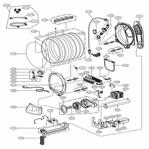 Drum And Motor Assembly Diagram and Parts List for DLEY1201W ABWEEUS LG Dryer