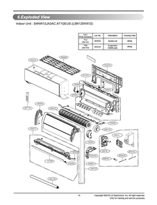 Indoor Unit Diagram and Parts List for S4NW12JA3AC AT1GEUS LG Air Conditioner