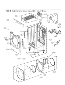 Cabinet And Door Assembly Diagram and Parts List for RV18D9JSDW ABLEECI LG Dryer