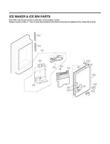 Ice Maker And Ice Bin Parts Diagram and Parts List for GR-L288NSXM ASTCNA2 LG Refrigerator