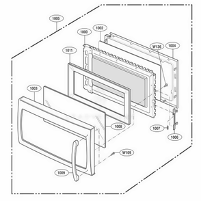 Door Parts Diagram and Parts List for MV1725B AB1EGSE LG Range