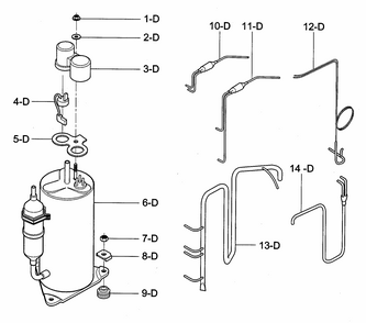 Compressor Parts Diagram and Parts List for 58073123200  Kenmore Air Conditioner