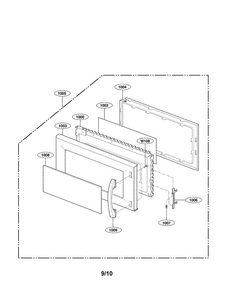 Door Parts Diagram and Parts List for MV1604SW01  LG Microwave